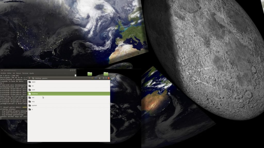 Gnome Dconf fondo de escritorio de la Tierra en tiempo real
