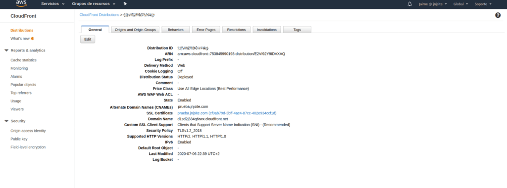 CloudFront initial configs 2